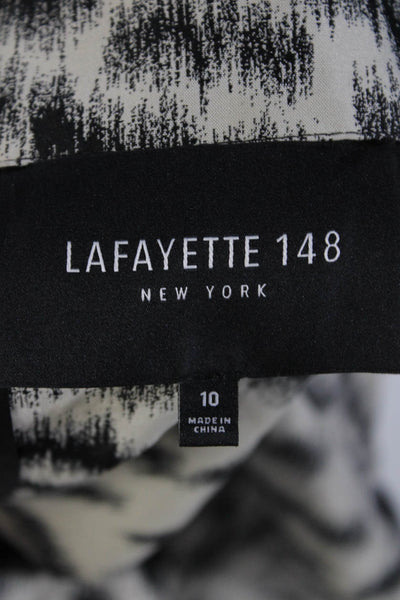 Lafayette 148 New York Womens Button Down Jacket White Black Size 10