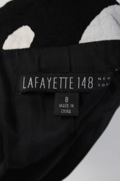 Lafayette 148 New York Womens Floral Print Jacket Black White Cotton Size 8