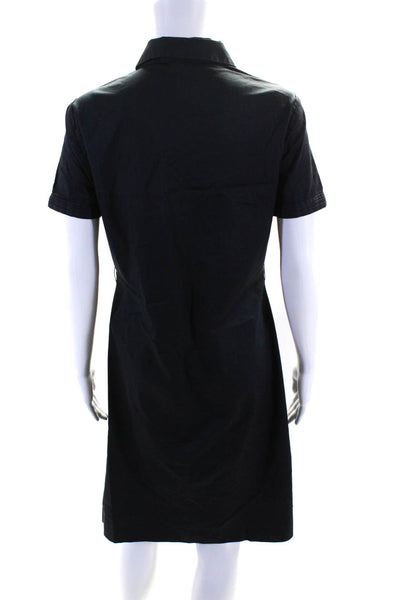 Elie Tahari Womens Collared Short Sleeve Button Up Front Tie Dress Black Size 8