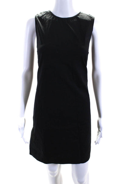 Theory Womens Cotton Lace Up Round Neck Sleeveless A-Line Dress Black Size 6