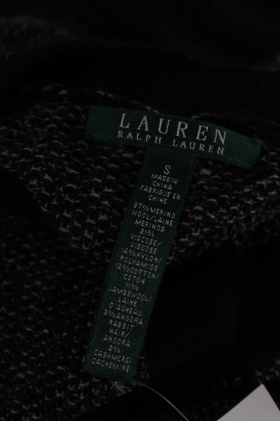 Lauren Ralph Lauren Womens Four Button V Neck Cardigan Sweater Black Gray Small