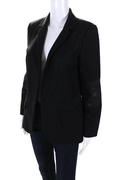 Poleci Womens Long Sleeve Notched Lapel Open Front Blazer Jacket Black Size 6