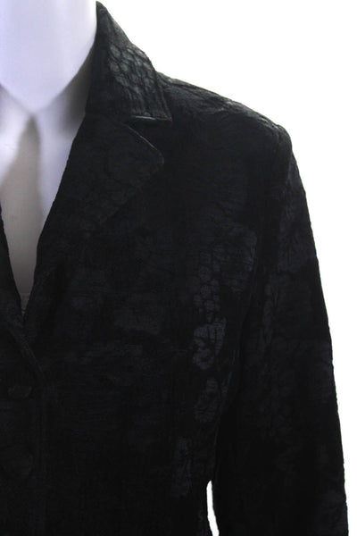 American Exchange Womens Floral Velvet Buttoned Blazer Jacket Black Size M