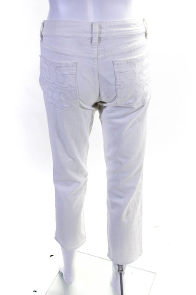 Tory Burch Womens Low Rise Denim Slim Straight Jeans White Size 27
