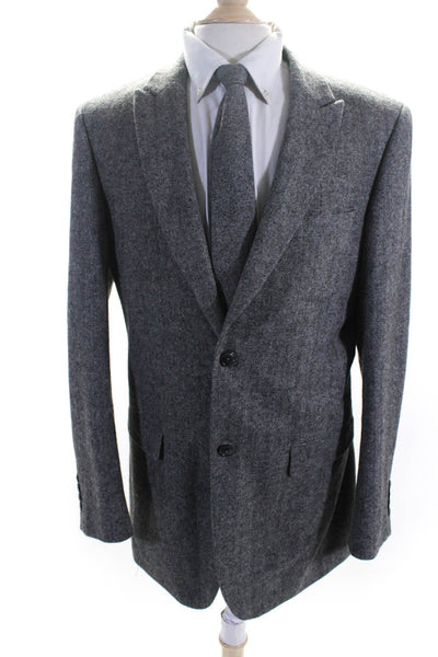 Kent & Park Mens Two Button Blazer Jacket Gray Wool Size 40 Long