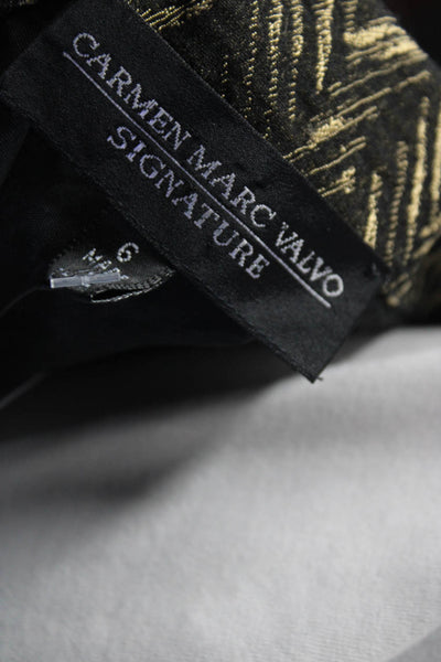 Carmen Marc Valvo Women's Beaded Chevron Print Skirt Black Size 6