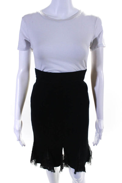 Class Roberto Cavali Women's Knit Flounce Hem Pencil Skirt Black Size 6