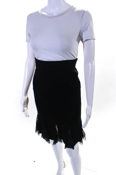 Class Roberto Cavali Women's Knit Flounce Hem Pencil Skirt Black Size 6