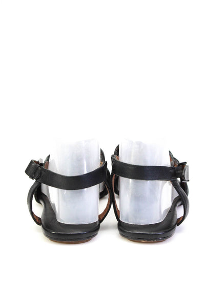 Modern Vintage Leather Strappy Braided Open Toe Sandals Black 8