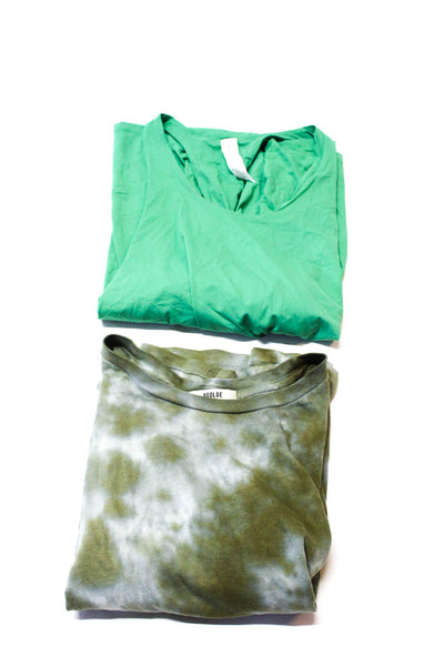 Agolde Alo Womens Cotton Cropped T-Shirt Active Tank Top Green Size S XS Lot 2