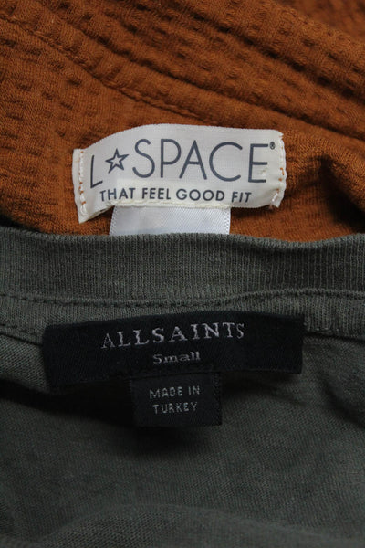 Allsaints L Space Womens Sleeveless Boat Neck Tank Sweater Green Orange Size S