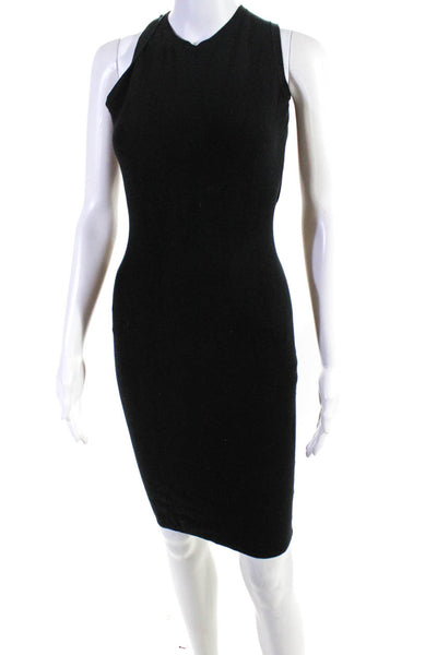 Theory Womens Strappy Open Back Knee Length Bodycon Dress Black Size PP