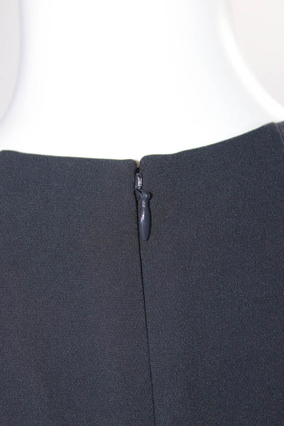Theory Womens Round Neck Sleeveless Zip Up Layered Midi Dress Navy Size 8