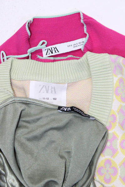 Zara Womens Sweater Vest Mini Dresses Multicolor Pink Green Size 11 S M Lot 3