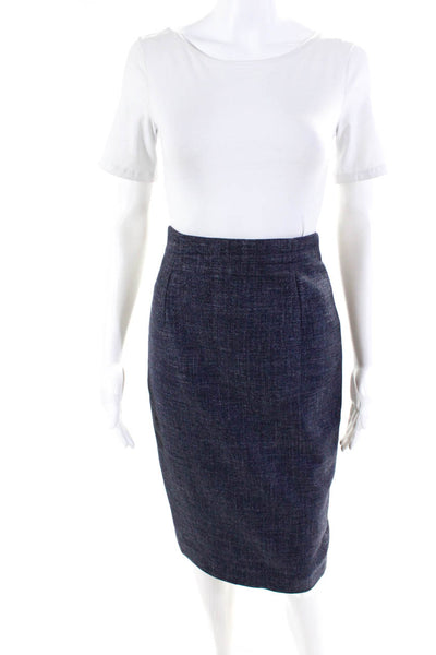 Les Copains Women's Pencil Slit Back Lined Midi Skirt Navy Blue Size S