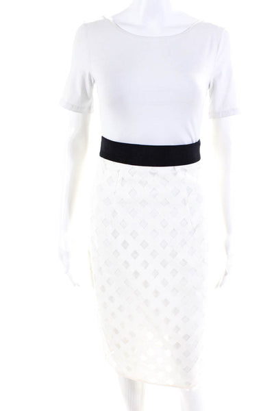 Milly Women's A-Lined Slit Back Midi Skirt Zip Back White Size 0
