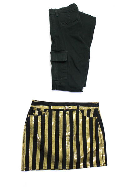 Michael Kors J Brand Women's Sequin Striped Skirt Gold Black Size 4 27, Lot 2