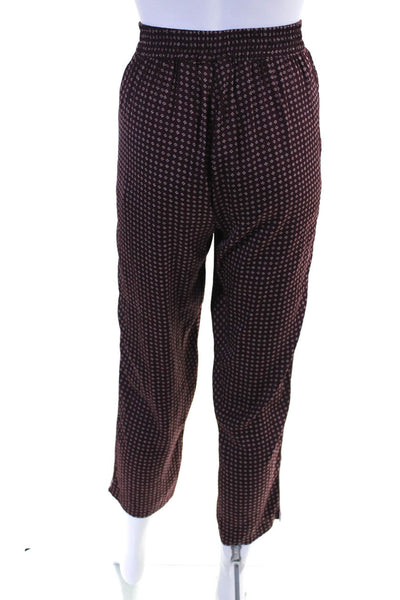 Something Navy Womens Geometric Print Long Sleeve Pajama Set Burgundy Size S