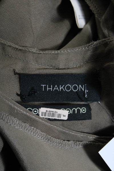 Thakoon Women's Scoop Neck Sleeveless Blouse Green Size S