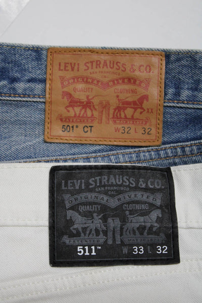 Levis Mens Cotton Distress Buttoned Slim Straight Jeans Blue Size 32 33 Lot 2