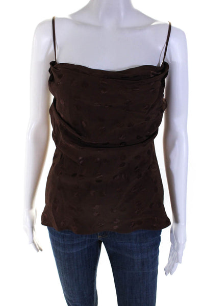 LPA Women's Spotted Cowl Neck Tie Back Blouse Brown Size S
