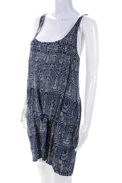Thakoon Addition Womens Abstract Print Drawstring Sleeveless Romper Blue Size M