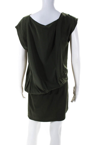 Thakoon Womens Asymmetric Sleeveless Round Neck Mini Blouson Dress Green Size M