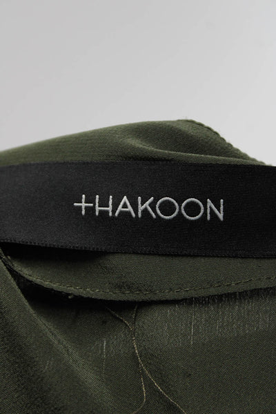 Thakoon Womens Asymmetric Sleeveless Round Neck Mini Blouson Dress Green Size M