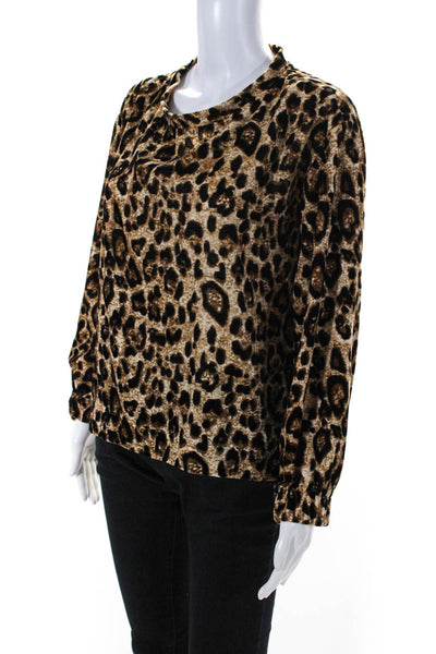 Velvet by Graham & Spencer Women's Animal Print Crewneck Sweater Brown Size S