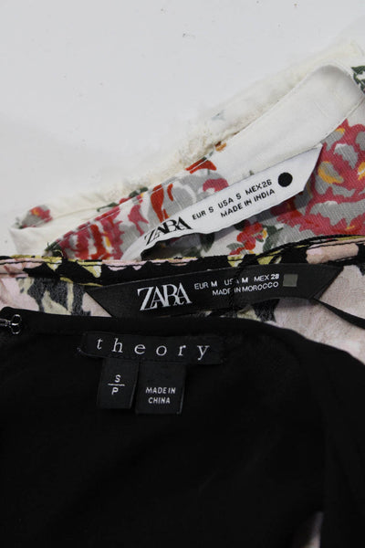 Theory Zara Women's Tank Top Floral Blouses Black Pink White Size S M Lot 3