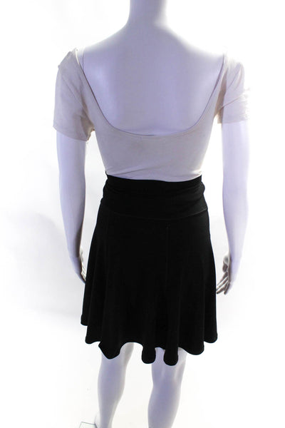 Eva Varro Womens Matte Jersey Elastic Waist Mini Flare Skirt Black Size XS