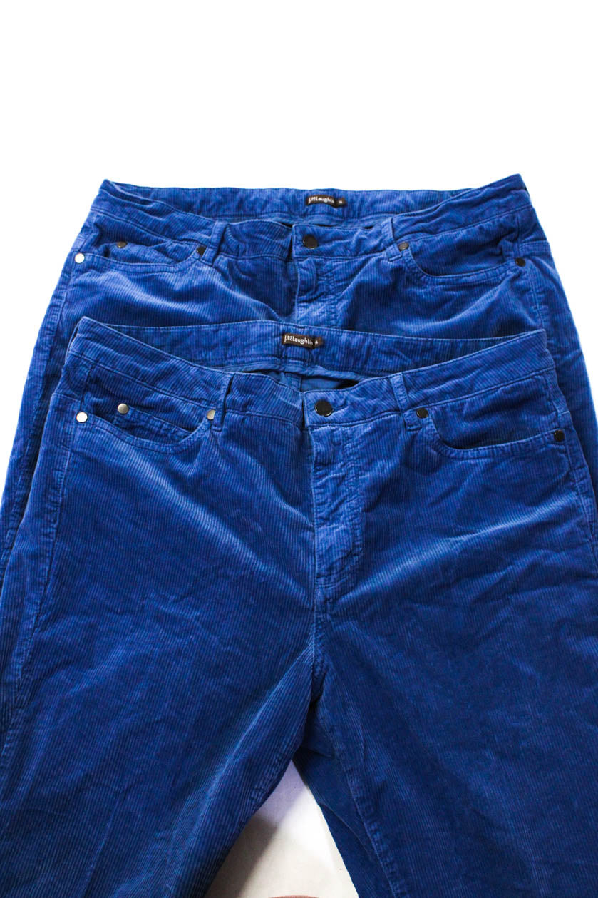 J. Mclaughlin Womens Blue Cotton Corduroy Mid-Rise Straight Pants
