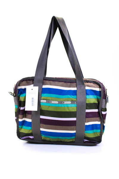 LeSportsac Womens Striped Multi Pocket Messenger Crossbody Bag Multicolor Size M