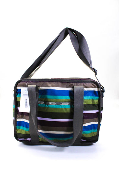 LeSportsac Womens Striped Multi Pocket Messenger Crossbody Bag Multicolor Size M
