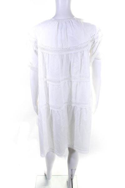 Cynthia Rowley Womens Short Sleeve Eyelet Embroidered Shift Dress White Size XS