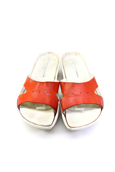 Robert Clergerie Womens Red White Platform Block Heels Sandals Shoes Size 7