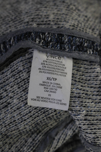 Vince Womens Cotton Tweed Long Sleeve Open Blazer Jacket Blue Size XS