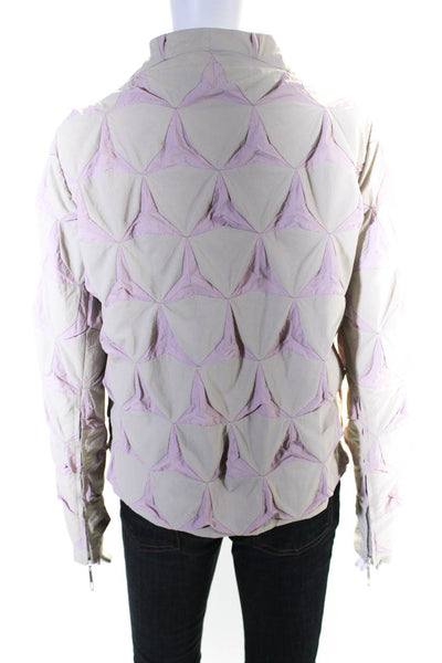 Hankim Womens Geometric Mock Neck Full Zip Jacket Beige Pink Size IT 38