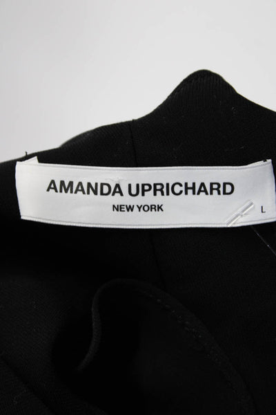 Amanda Uprichard Womens V-Neck Ruffled Accent Sleeveless Blouse Black Size L
