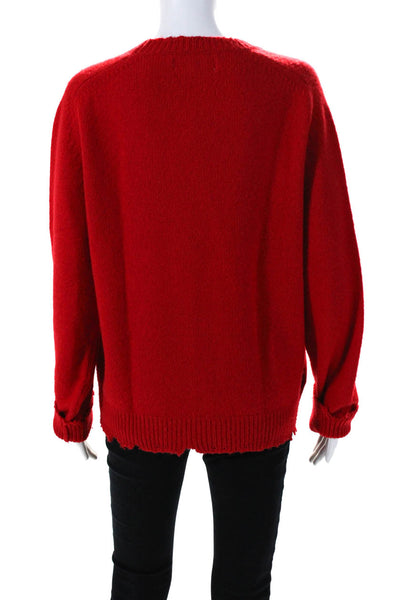 Riccardo Comi Womens Overthinking Embroidered Crew Neck Sweater Red Size XS