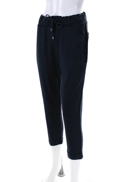 Juvia Womens Slim Leg Mid Rise Drawstring Crop Lounge Pants Navy Size XS