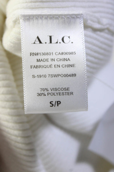 ALC Womens Balloon Long Sleeve Ribbed Knit Turtleneck Sweatshirt White Size XS
