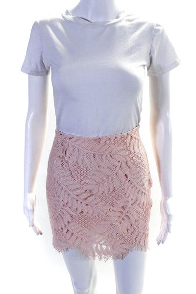 Lovers + Friends Women's A-Line Crochet Lined Mini Skirt Pink Size S