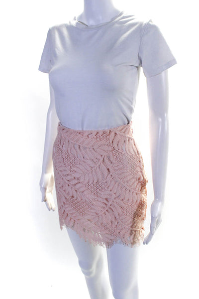 Lovers + Friends Women's A-Line Crochet Lined Mini Skirt Pink Size S