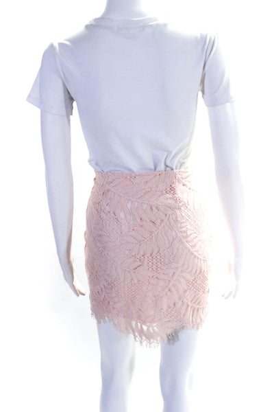 Lovers + Friends Women's A-Line Crochet Lined Mini Skirt Pink Size S