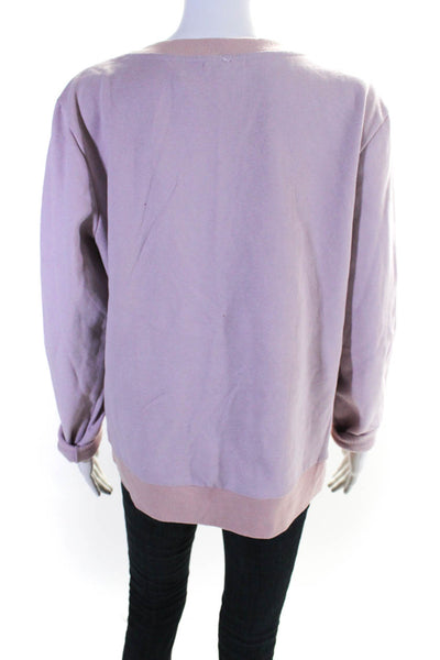 Tularosa Women's Crewneck Long Sleeves Ruffle Sweatshirt Pink Size S