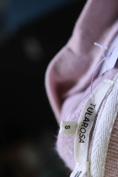 Tularosa Women's Crewneck Long Sleeves Ruffle Sweatshirt Pink Size S