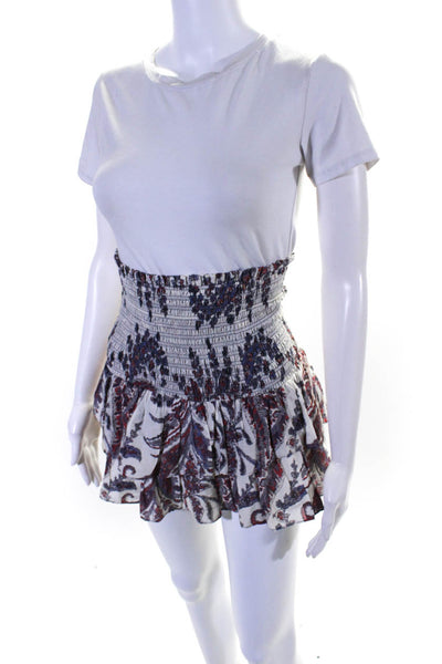 Isabel Marant Etoile Womens Cotton Tiered Paisley Print Skirt Multicolor Size 34