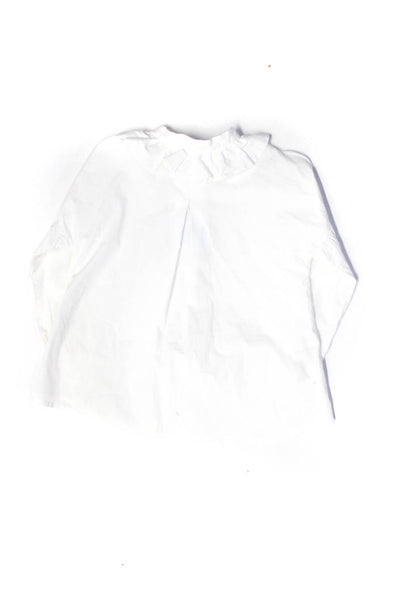 Il Gufo Girls Ruffle Collar Long Sleeve Button Up Blouse Top White Size 4