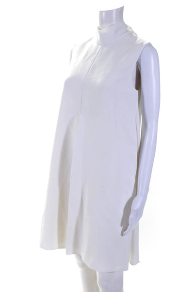 Roksanda Womens Back Zip Sleeveless Mock Neck Shift Dress White Size IT 40